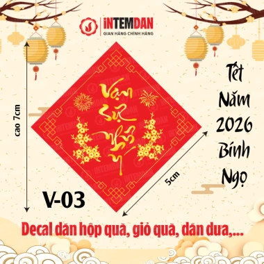 Combo 120 tem Tết Vinh Liên 5x5cm - Dán lọ hạt, giỏ quà, dưa, bánh chưng - Đỏ vuông - 58.200đ