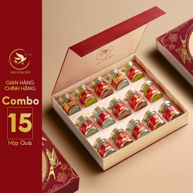 Combo 15 hũ yến sào chưng sẵn Ngự Cung Yến - Quà sức khỏe cho bố mẹ, giá ưu đãi