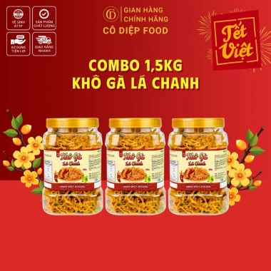 Combo 1.5KG Khô Gà Lá Chanh & Bơ Tỏi Loại 1 - Cô Diệp Food, Đầy Đủ Hồ Sơ, Kiểm Nghiệm, Giá 465.000 VND