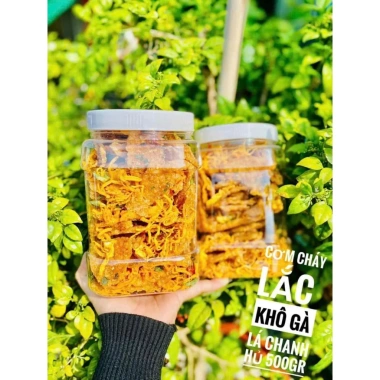 Combo 1kg 2 hũ cơm cháy mắm hành + mix khô gà lá chanh 500g - Giá 45.000 VND