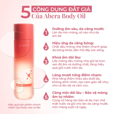 Combo 2 Abera Body Oil 150ml - Dầu Dưỡng Body Mềm Mịn, Căng Bóng Da, Thấm Nhanh Không Bết Rít - Giá 480k
