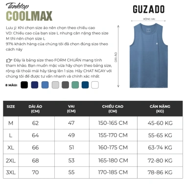 Combo 2 Áo Ba Lỗ Nam COOLMAX GUZADO Dáng Thể Thao Khỏe Khoắn Giá Ưu Đãi 218k