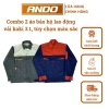 Combo 2 áo bảo hộ lao động Ando - Áo phối màu vải kaki 3/1, giảm giá tới 245.000₫