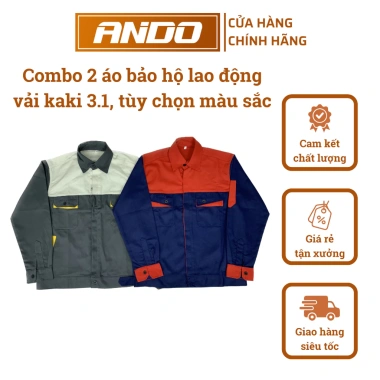 Combo 2 áo bảo hộ lao động Ando - Áo phối màu vải kaki 3/1, giảm giá tới 245.000₫