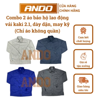Combo 2 áo bảo hộ lao động Ando vải kaki 2/1 màu trơn - Giá ưu đãi 139.000₫