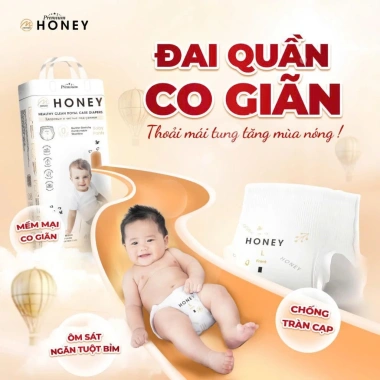 Combo 2 bịch bỉm Honey Premium - Quần siêu mỏng mịn, thấm hút tốt, giá 599.000₫