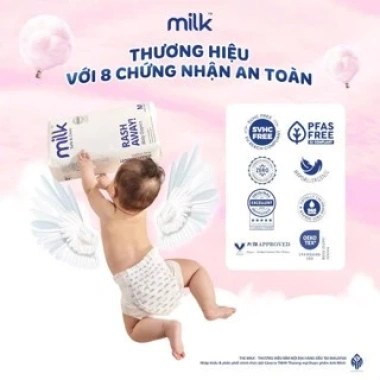 Combo 2 bịch Bỉm Thuần Chay MILK MC886 - Siêu thấm hút, Siêu mềm, An toàn cho bé 4 Combo 2 bịch Bỉm Thuần Chay MILK MC886 - Siêu thấm hút, Siêu mềm, An toàn cho bé 4