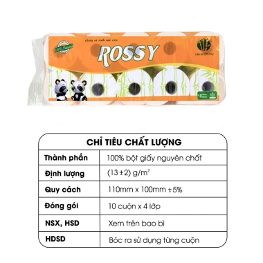 Combo 2 bìch giấy vệ sinh Rossy Gấu Trúc 10 cuộn, có lõi, tặng 01 giấy rút - 78.000₫ 6