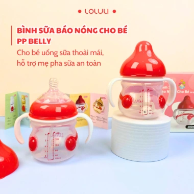 Combo 2 bình sữa cổ rộng Loluli thiết kế bụng bầu, báo nóng, nhựa PP cao cấp 180ml - Giá 450.000₫ 9