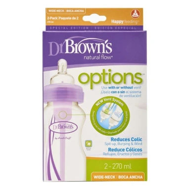 Combo 2 bình sữa Dr Browns Options cổ rộng 270ml nhựa PP màu tím - Giá chỉ 662.000đ