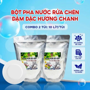 Combo 2 bột pha 20 lít Nước rửa chén chanh sạch dầu không hại da tay 119.000 VND