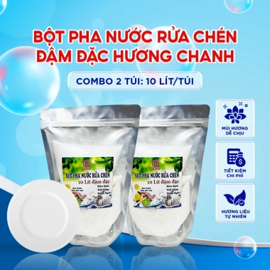 Combo 2 bột pha 20L nước rửa chén đậm đặc hương chanh, làm sạch dầu, không hại da tay - 119.000