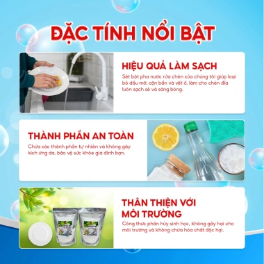 Combo 2 bột pha 20L nước rửa chén đậm đặc hương chanh, làm sạch dầu, không hại da tay - 119.000