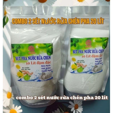 Combo 2 bột pha 20L nước rửa chén đậm đặc hương chanh, làm sạch dầu, không hại da tay - 119.000