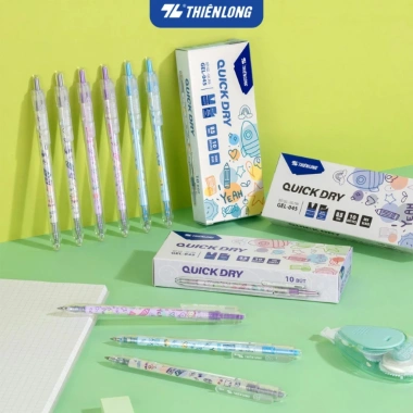 Combo 2 Bút gel Quick Dry Thiên Long GEL-045 mực đen 0.5mm, khô nhanh, đệm cầm tay êm ái - 24.000 VNĐ