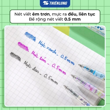 Combo 2 Bút gel Quick Dry Thiên Long GEL-045 mực đen 0.5mm, khô nhanh, đệm cầm tay êm ái - 24.000 VNĐ