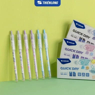 Combo 2 Bút gel Quick Dry Thiên Long GEL-045 mực đen 0.5mm, khô nhanh, đệm cầm tay êm ái - 24.000 VNĐ