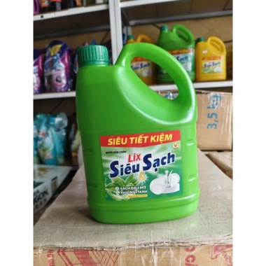 Combo 2 can Nước rửa chén Lix siêu sạch hương Chanh và Trà Xanh 1,4kg 55.000 VND