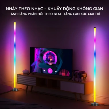 Combo 2 Cây Đèn LED RGB V120 120cm Nháy Theo Nhạc, Điều Khiển App - Trang Trí PC, TV & Phòng Cực Kì Đẹp