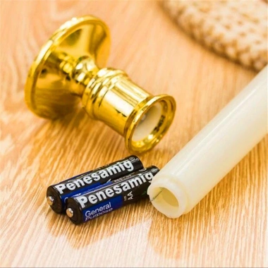 Combo 2 Cây Nến Điện Tử Chân Đế Cao, Đèn Cầy Điện Tử, Nến Bàn Thờ - Chảy Sáp, Giá 37.000₫