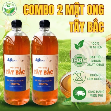 Combo 2 chai Mật Ong Tây Bắc 1.000ml Nguyên chất tự nhiên, đặc sánh, bổ dưỡng - Giá ưu đãi 75.000đ Honey House