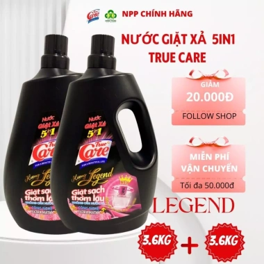 Combo 2 chai màu đen 3,6kg Nước giặt xả 5in1 True Care - Giá 300.000, sạch bẩn thơm lâu