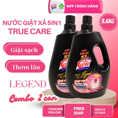 Combo 2 chai màu đen 3,6kg Nước giặt xả 5in1 True Care - Giá 300.000, sạch bẩn thơm lâu