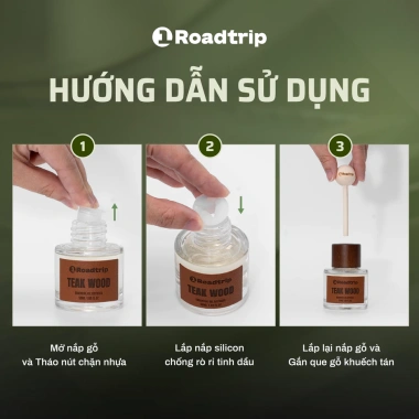 Combo 2 chai Nước hoa ô tô Cao cấp 1Roadtrip Pear Grove & Teak Wood 50ml – Không nồng gắt, khử mùi, chống say xe