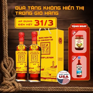 Combo 2 chai Nước Mắm Tĩn Cá Cơm Ruột Đỏ 60N 500ml - Tặng Kiết Thành và Sốt Muối Chấm, Giá Ưu Đãi 420.000₫