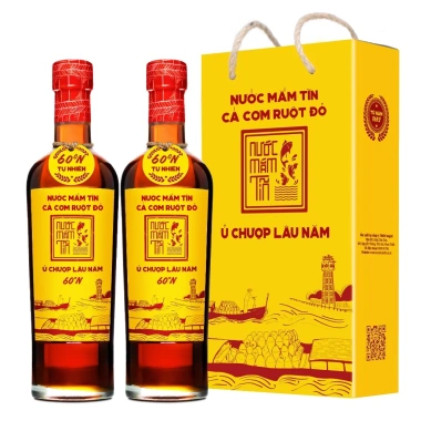 Combo 2 chai Nước Mắm Tĩn Cá Cơm Ruột Đỏ 60N 500ml - Tặng Kiết Thành và Sốt Muối Chấm, Giá Ưu Đãi 420.000₫