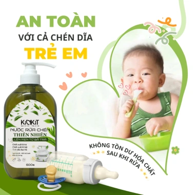 Combo 2 chai Nước rửa chén Bã trà xanh lên men tự nhiên KinKít 600g - Giảm giá 20% - Mềm da tay, khử mùi, sạch bám 2