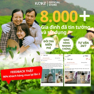 Combo 2 chai Nước rửa chén Bã trà xanh lên men tự nhiên KinKít 600g - Giảm giá 20% - Mềm da tay, khử mùi, sạch bám 9