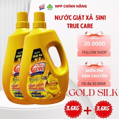 Combo 2 chai vàng 3.6kg True Care 5in1 Nước giặt xả – Trắng sạch, hạt lưu hương, chỉ 300.000đ