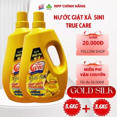 Combo 2 chai vàng 3.6kg True Care 5in1 Nước giặt xả – Trắng sạch, hạt lưu hương, chỉ 300.000đ