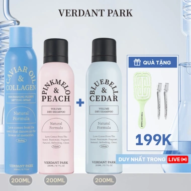 Combo 2 chai xịt khô phồng tóc + xịt dưỡng nếp Verdant Park - Giá ưu đãi 379k