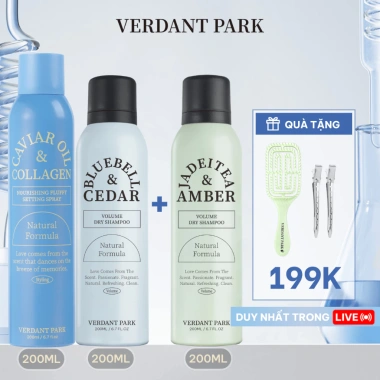 Combo 2 chai xịt khô phồng tóc + xịt dưỡng nếp Verdant Park - Giá ưu đãi 379k