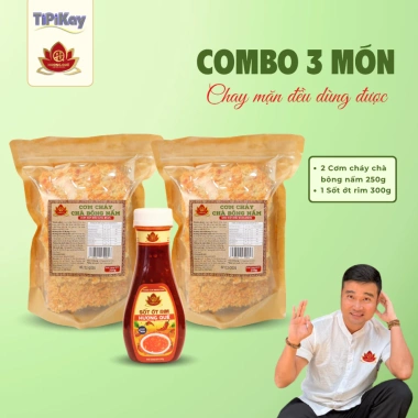 Combo 2 Cơm Cháy Chay 250g + 1 Sốt Ớt Rim Hương Quê 300g - TiPiKay, chỉ 190k Combo 2 Cơm Cháy Chay 250g + 1 Sốt Ớt Rim Hương Quê 300g - TiPiKay, chỉ 190k