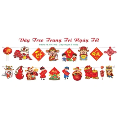 Combo 2 Dây Trang Trí Tết Nguyên Đán 10m - Cờ Dây Treo Tường Năm Mới, 65.000đ