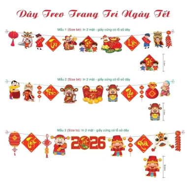 Combo 2 Dây Trang Trí Tết Nguyên Đán 10m - Cờ Dây Treo Tường Năm Mới, 65.000đ
