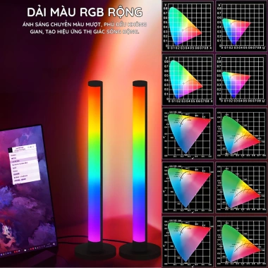 Combo 2 đèn LED RGB V42 nháy nhạc, APP, decor PC TV phòng, cao 42cm, đẹp