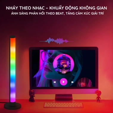 Combo 2 đèn LED RGB V42 nháy nhạc, APP, decor PC TV phòng, cao 42cm, đẹp 5 Combo 2 đèn LED RGB V42 nháy nhạc, APP, decor PC TV phòng, cao 42cm, đẹp 5
