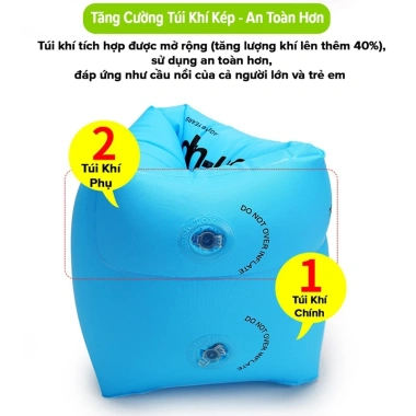 Combo 2 Đôi Phao Tập Bơi PVC Tự Bơm Hơi Đeo Cánh Tay Cho Bé & Người Lớn