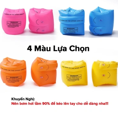 Combo 2 Đôi Phao Tập Bơi PVC Tự Bơm Hơi Đeo Cánh Tay Cho Bé & Người Lớn