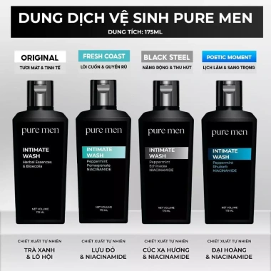Combo 2 Dung Dịch Vệ Sinh Nam Pure Men 175ml - Làm Sạch, Khử Mùi, Hương Nước Hoa 2