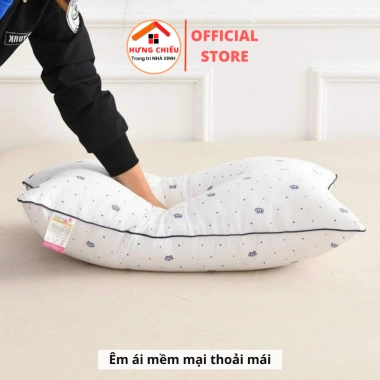 Combo 2 gối họa tiết vương miện bông gòn êm ái - Giảm đau vai gáy, siêu mềm, chỉ 109.000₫ Hưng Chiếu 3
