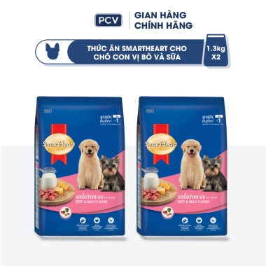 Combo 2 gói SmartHeart cho chó con 1,3kg – Tặng Set Nón và Yếm, giá ưu đãi 225k