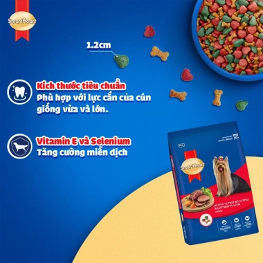 Combo 2 Gói Thức Ăn Hạt SmartHeart Chó Nhỏ Vị Bò Nướng 1,3kg - Tặng Nón và Yếm - 225k 4