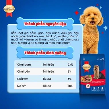 Combo 2 Gói Thức Ăn Hạt SmartHeart Chó Nhỏ Vị Bò Nướng 1,3kg - Tặng Nón và Yếm - 225k 5