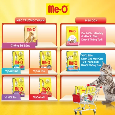 Combo 2 gói Thức ăn mèo Me-O hạt cá thu 1,2kg + Tặng nón BH HĐ299k Giá 261.000₫ 7