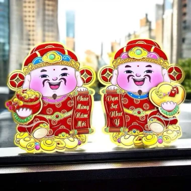 Combo 2 Hình Ông Thần Tài Dán Cửa 20-30cm Decal Trang Trí Tết Năm Mới 35.000₫